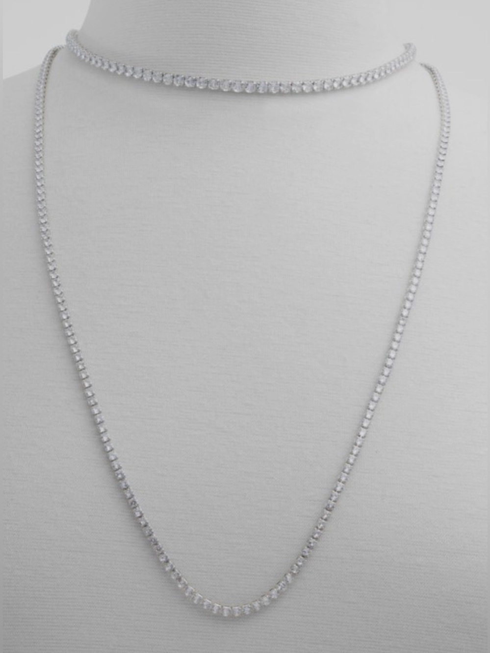 14.5” Aldo Silver Cubic Zirconia Layered Tennis Necklace Set